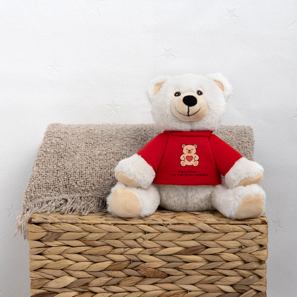 Extra Huggable™ White Plush Bear® - red