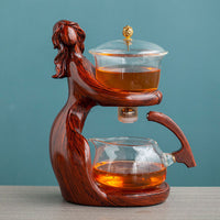 Maid Semi-Automatic Tea Set Tea Making Kungfu Teapot Automatic Tea Set Heat-Resistant Glass Holder Base Tea Infusers Tea Ware