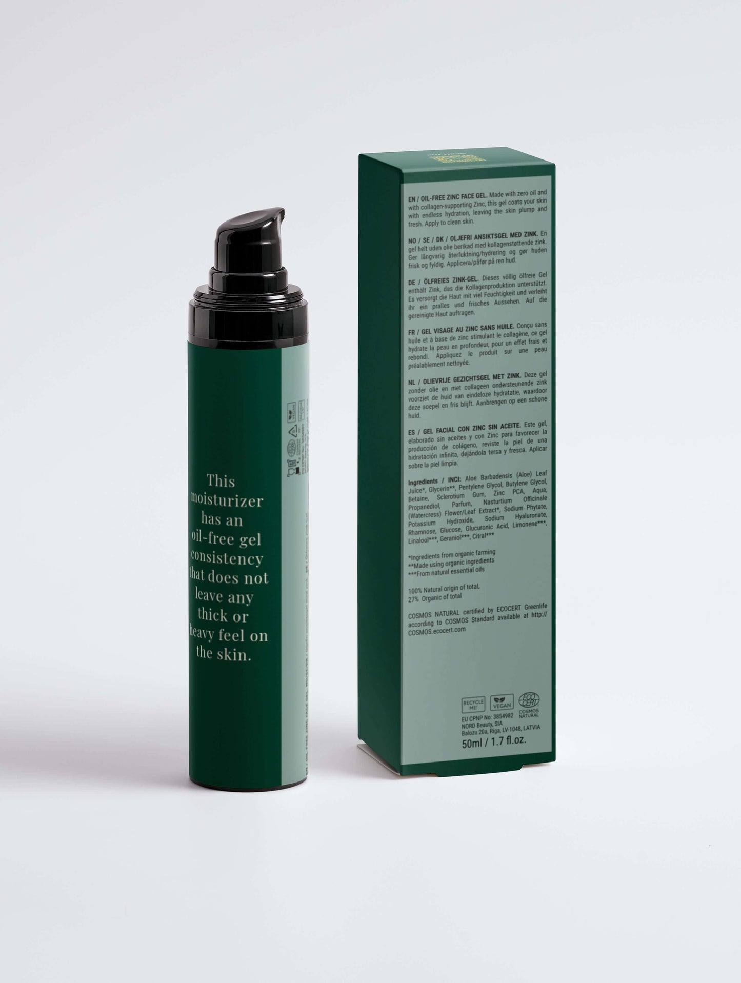 Olievrije zinkgezichtsgel voor mannen 15 ml