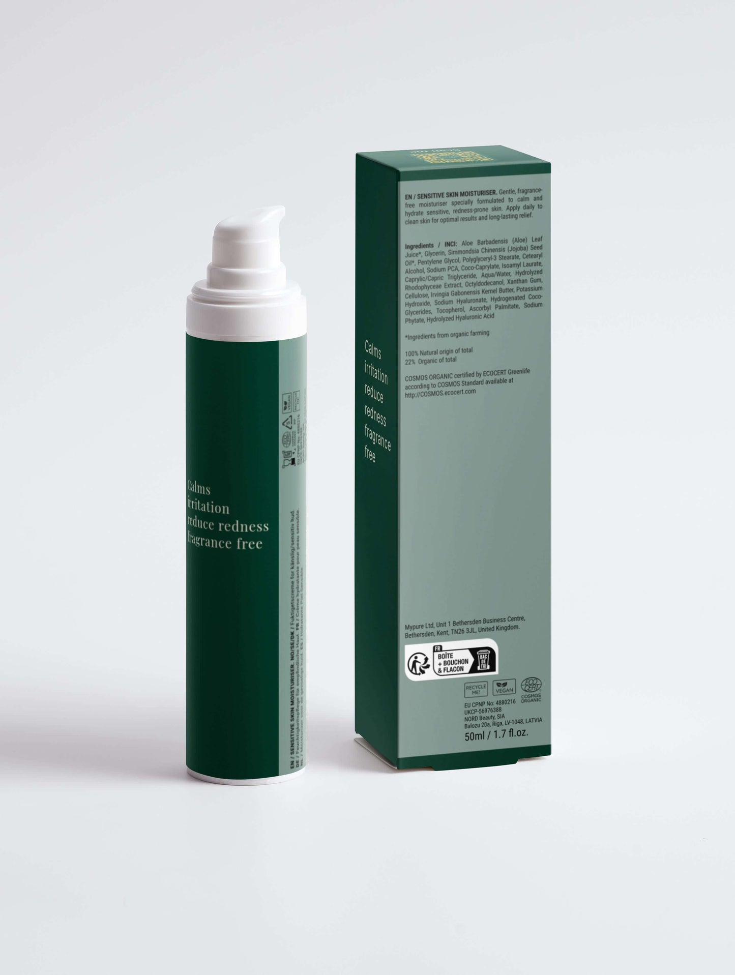 Sensitive skin moisturiser 50ml fragrance free face cream