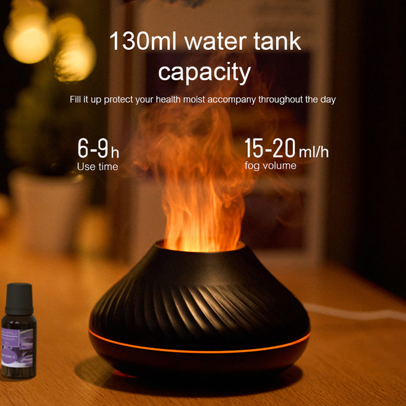 Newest RGB Flame Aroma Diffuser 130Ml 3D Colorful Flame Humidifier Fire Volcano Diffuser Flame