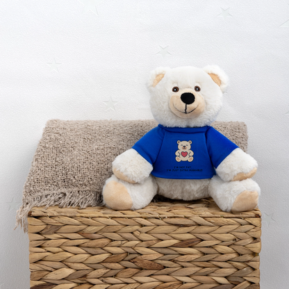 Extra Huggable™ White Plush Bear® - royal blue