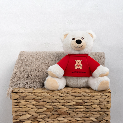 Extra Huggable™ White Plush Bear® - red