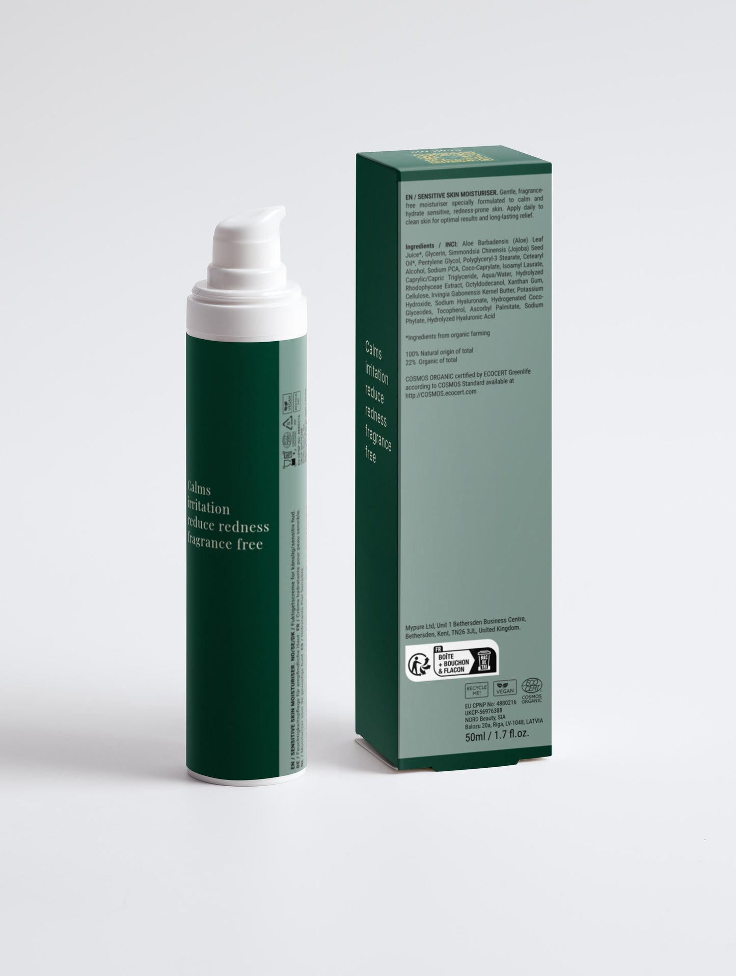 Sensitive skin moisturiser 50ml fragrance free face cream