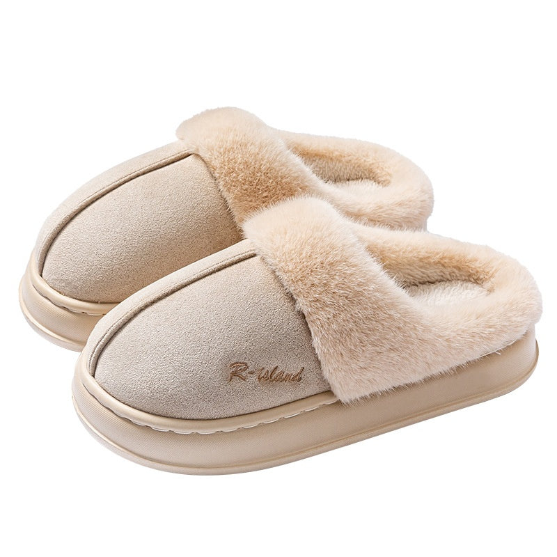 New Winter Cosy Warm Couple Style Concise Fluffy Slippers Women Men Non-Slip Soft Slides Indoor Mule Ladies' Home Cotton Shoes