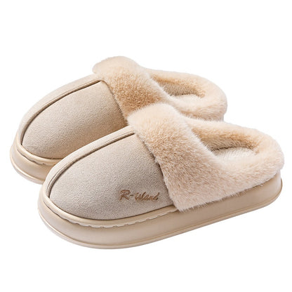 New Winter Cosy Warm Couple Style Concise Fluffy Slippers Women Men Non-Slip Soft Slides Indoor Mule Ladies' Home Cotton Shoes