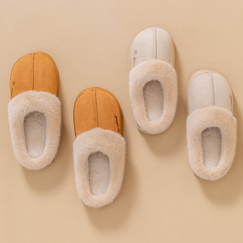 New Winter Cosy Warm Couple Style Concise Fluffy Slippers Women Men Non-Slip Soft Slides Indoor Mule Ladies' Home Cotton Shoes