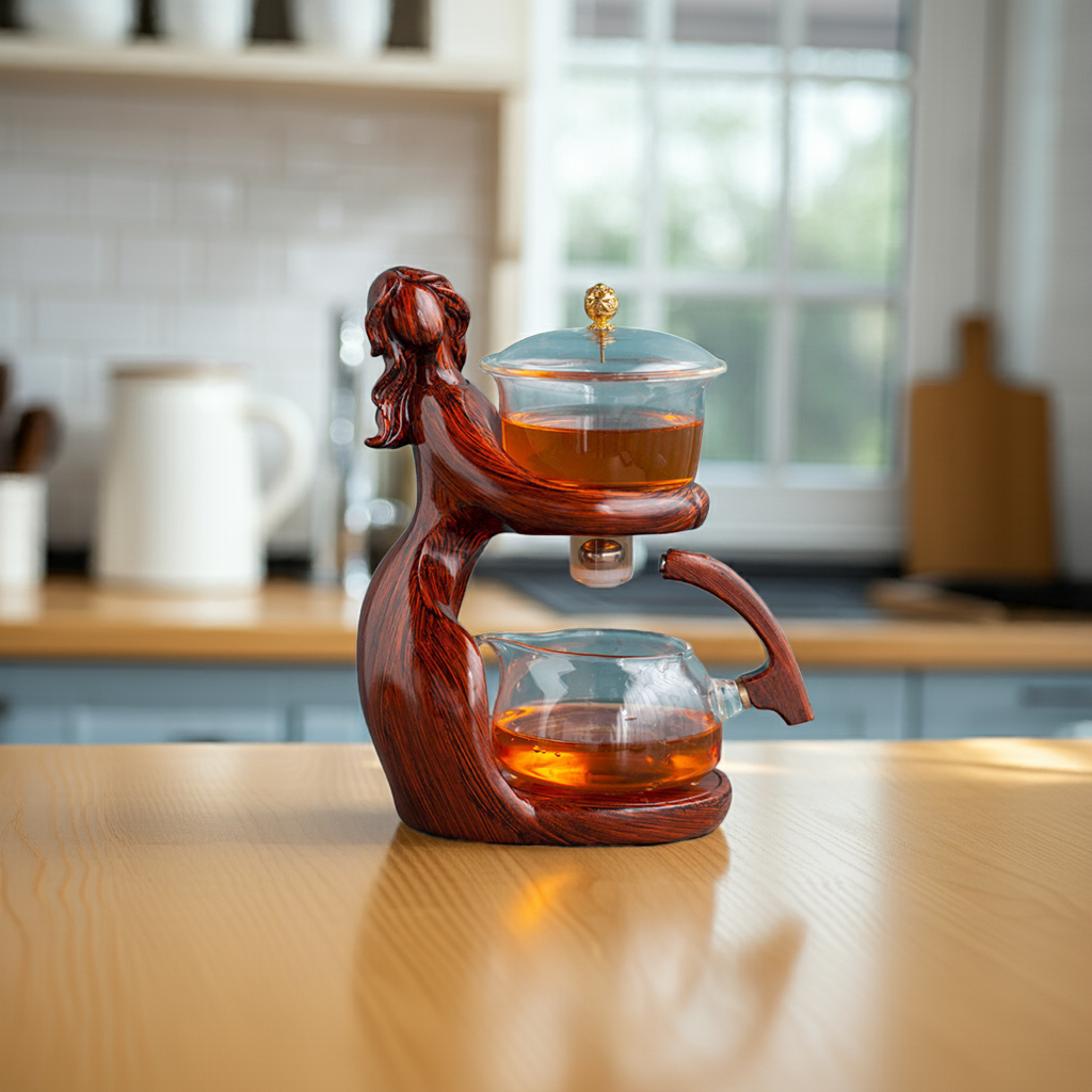 Glass Tea Set with Elegant Lady Handle – Heat-Resistant Kungfu Teapot & Infuser
