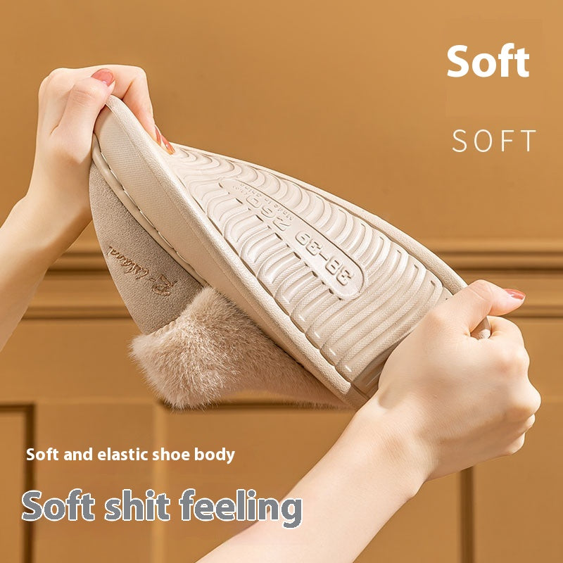 New Winter Cosy Warm Couple Style Concise Fluffy Slippers Women Men Non-Slip Soft Slides Indoor Mule Ladies' Home Cotton Shoes